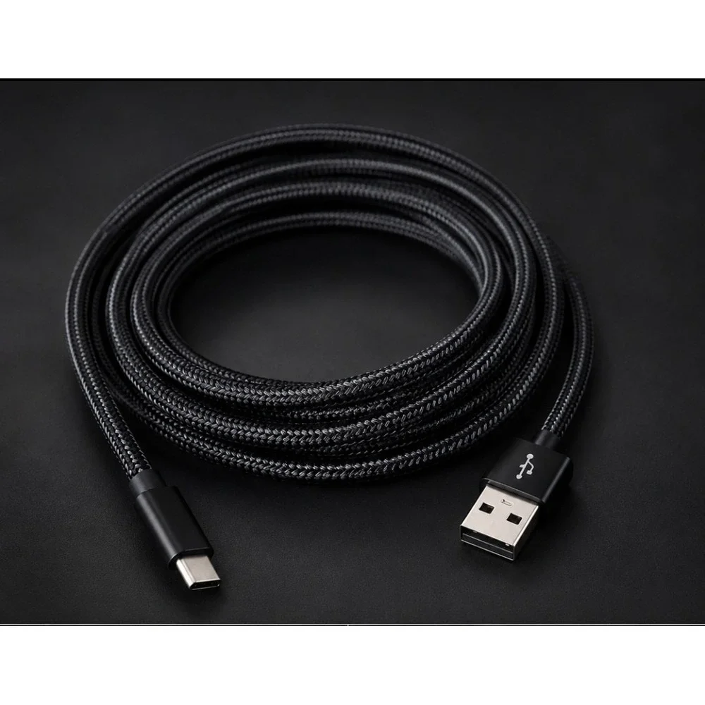 6FT Deluxe Fast Charging USB-A to USB-C Braided Cable Android iPhone Black